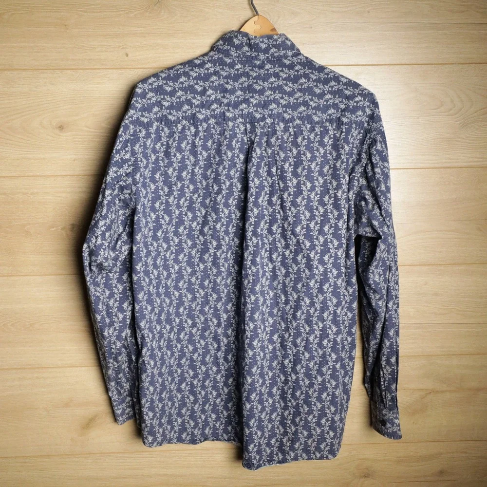 Cinch Mens Long Sleeve Button Down Shirt Blue Paisley‎ Print Size M